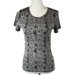 Vintage Esse USA Snakeskin Print T-shirt Size M Club Rave Y2K 90s Indie Sleaze